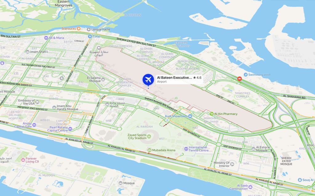 Map of Al Bateen Executive Airport